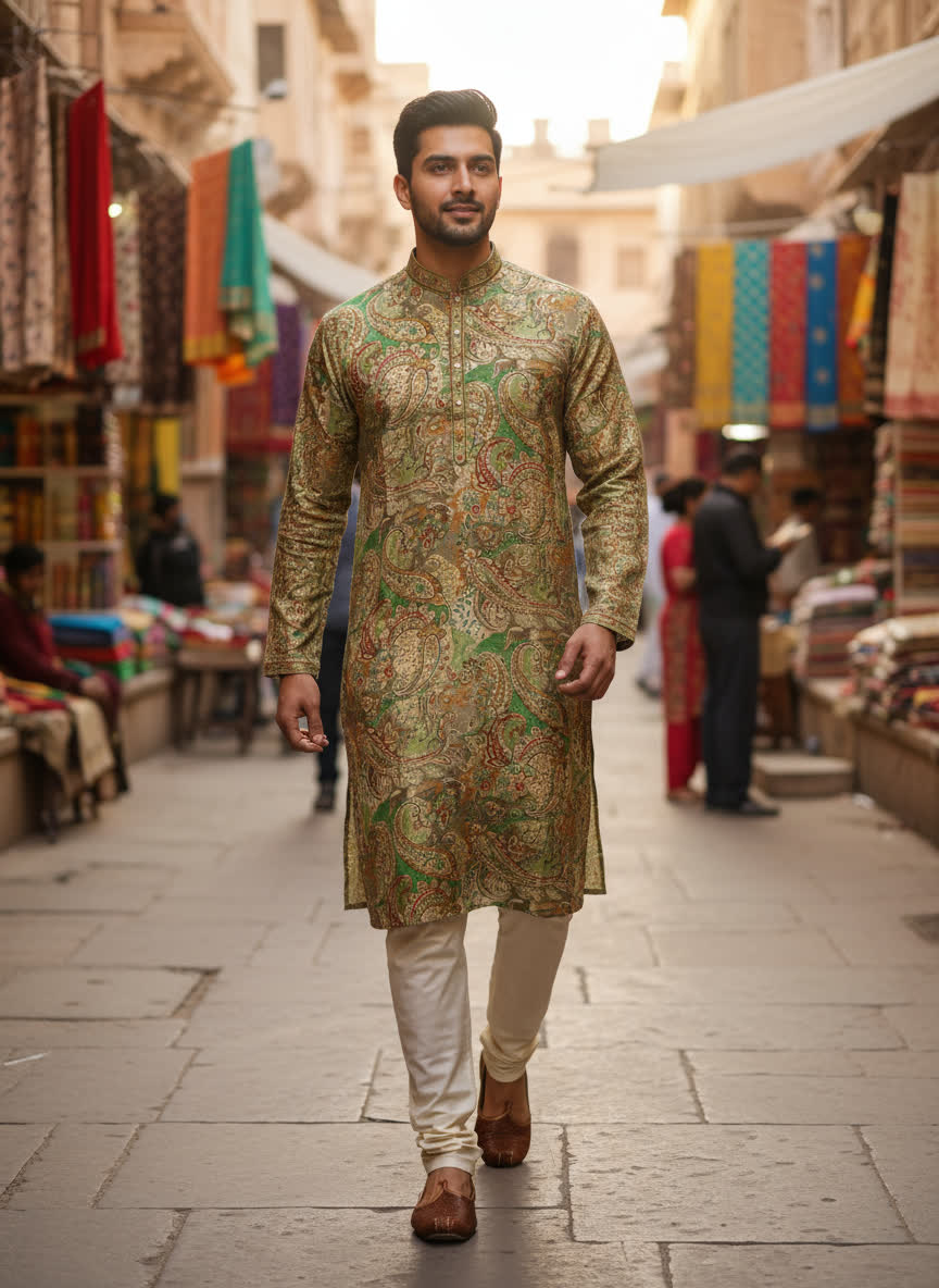 Foil Print Ethnic Kurta Main Image